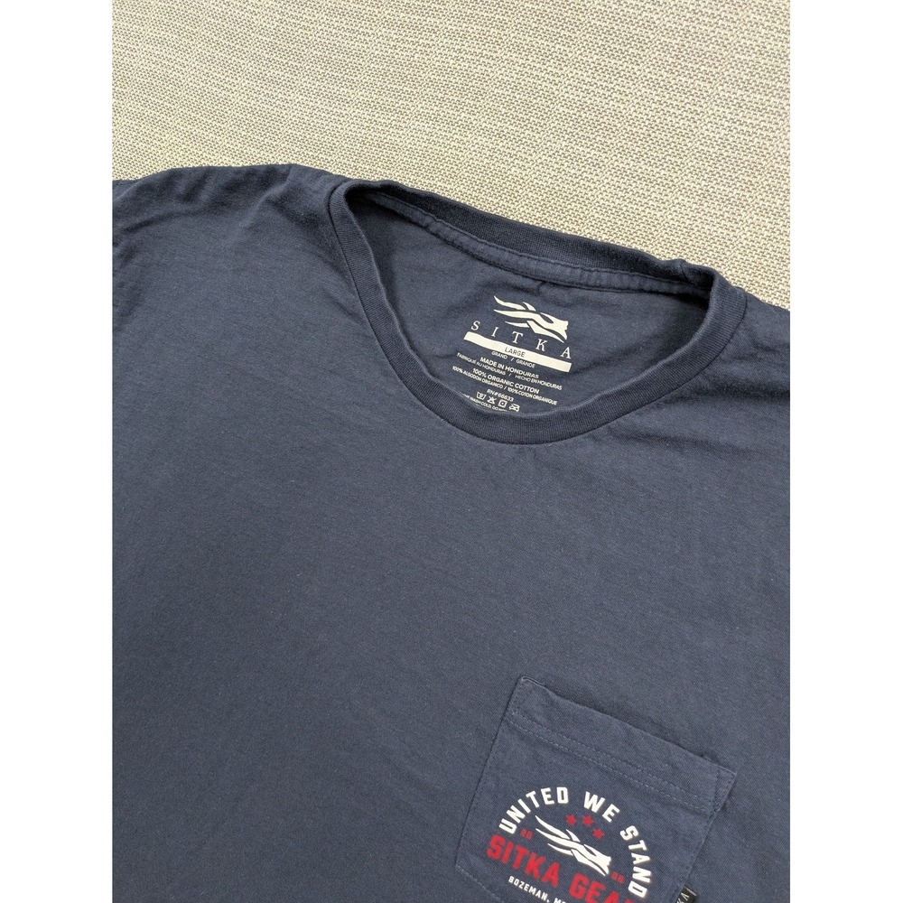 Sitka Gear Shirt Mens Large Blue United We Stand Pocket Graphic Patriotic Tee